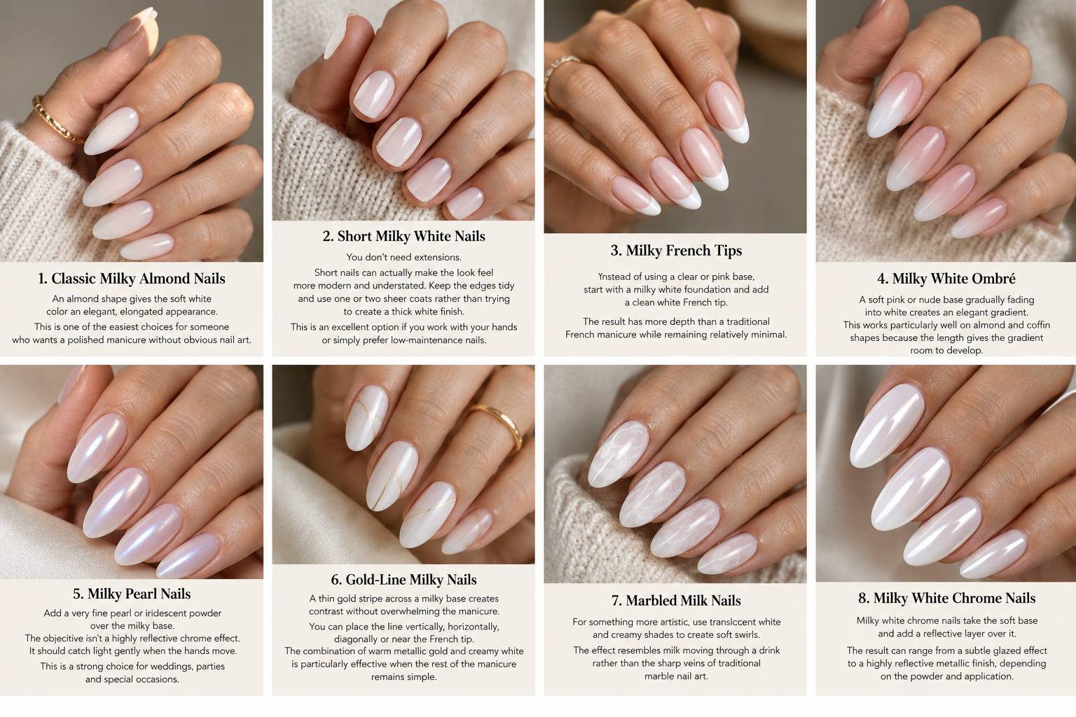 Milky White Nail Designs